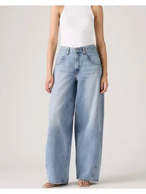 New Levi's Premium 32x30 Super Baggy Barrel Women's Jeans Table Talk Medium Wash thumbnail 4