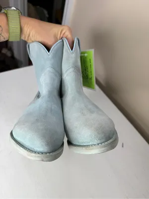 Frye Billy Short Baby Blue Suede Leather Western Boots Size 6 thumbnail 9