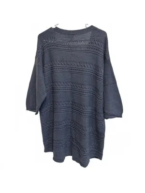 Torrid Dusty Blue Pointelle Pullover V-Neck Tunic Sweater Plus Size 2X thumbnail 4