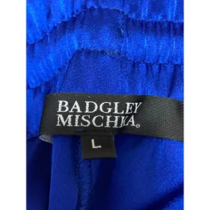 NEW Badgley Mischka Women's Blue High Rise Tassel Tie Wide Leg Trousers Pants L thumbnail 4