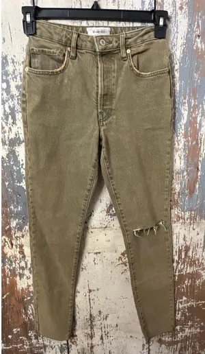 We the Free Green Denim pants jeans size 24 thumbnail 1