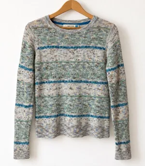 Sparrow Anthropologie Sweater Women Medium Blue Merino Wool Marled Stripe Knit thumbnail 1