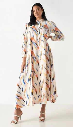ICONIC Abstract Print‎ Long Sleeve Maxi Dress thumbnail 1