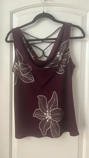 Purple hibiscus print skirt set Size 12 thumbnail 5