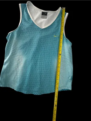 Nike Teal Blue Mesh Athletic Tank with Yellow Swoosh thumbnail 3