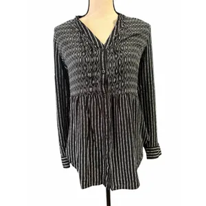 Anthropologie Maeve Women's Black White Calia Top Sz 8 Minimalist Closet Staple thumbnail 2