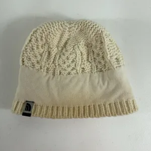 The North Face Hat Beanie‎ One Size Ivory Cable Knit Lined Wool Alpaca Blend thumbnail 5