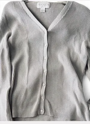 NWT casual corner annex shimmering light gray cardigan thumbnail 8