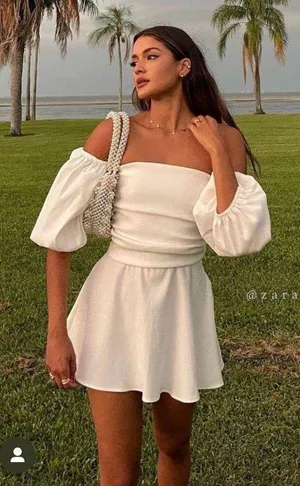 ZARA dress mini off shoulder Puff Sleeve Voluminous boho summer sundress thumbnail 1
