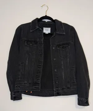 old navy distressed black denim jacket  thumbnail 4