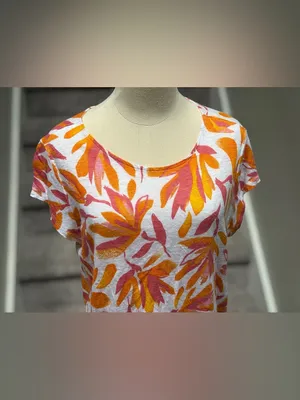 Cynthia Rowley Linen Boxy Floral Blouse Pink Coastal Beach Vacation Women’s XL‎ thumbnail 2