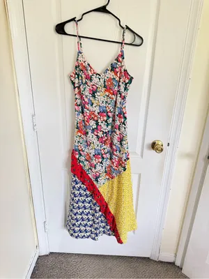 Anthropologie 52 Conversations Colloquial Bias Patchwork midi Dress thumbnail 3