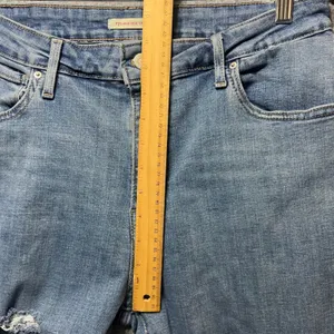 Levi's 721 High Rise Skinny‎ Jeans 32 Distressed Denim Blue Light Wash thumbnail 5