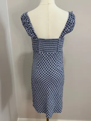 Madewell Cap-Sleeve Button-Front Mini Dress‎ in Geometric Print Size 6 Lavender thumbnail 4
