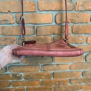 Fossil‎ Women's Y2K Leather Double Pocket Crossbody Bag Pink Small Size thumbnail 5