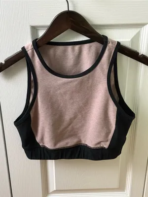 Beyond Yoga On Block Bra in Chai and Darkest Night thumbnail 3