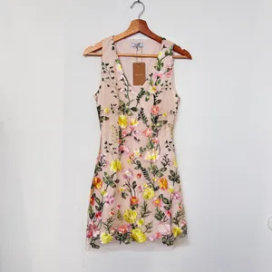 Rihoas Yellow V Neck Floral Sleeveless Mini Dress thumbnail 9