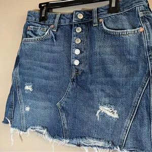✨ Free People We the Free Women’s Denim Button Fly Mini Skirt Raw Hem 29 thumbnail 3