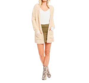Free People Faux eyelash Fur Open Front Cardigan in Almond XS boho thumbnail 3