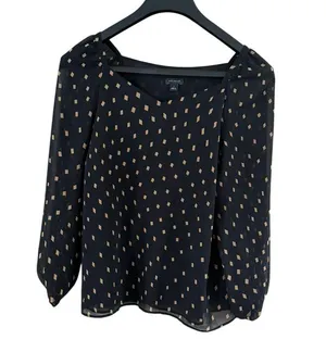 Ann Taylor Black Blouse with White Dots thumbnail 8