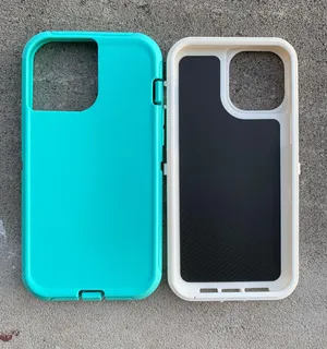 iPhone 12Pro Max Fashion Dual Layers Shock Defender Case-light Teal/White thumbnail 1