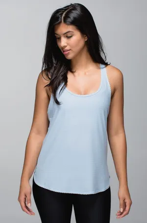 Lululemon Medium Light Blue White Striped 105 F Singlet Racerback Tank Top thumbnail 1