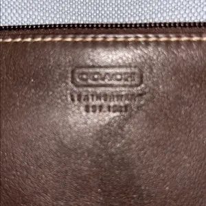 Coach Dark Brown Leather Wristlet used good condition thumbnail 2