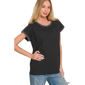 Zenana Stitch Detailed Oversize Top -‎ Small thumbnail 2