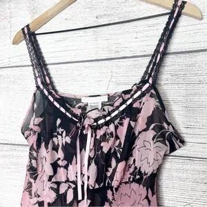 Vintage California Dynasty Sheer Black & Pink Floral Chemise Lingerie Size Large thumbnail 2