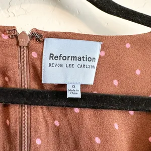 Reformation x Devon Lee‎ Carlson | Cher Sleeveless Polka Dot Mini Dress Brown thumbnail 8