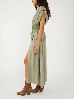 Free People Devon Ivory Black Embroidered High Slit Faux Wrap Maxi Dress S thumbnail 11
