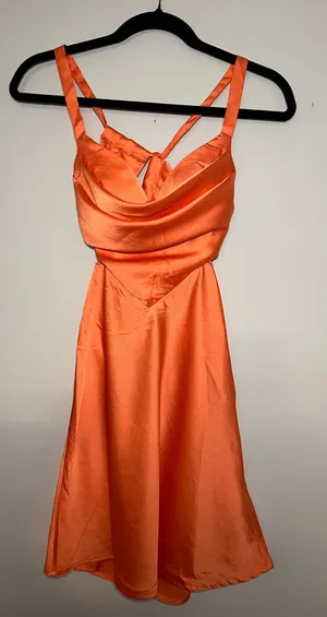 Hello Molly Orange Satin Tie Dress – XS thumbnail 1