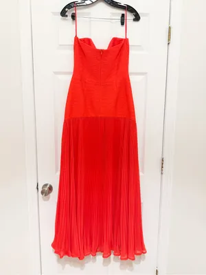 Alexis Sunniva Dress Strapless Formal Gown Pleated red sz 4 thumbnail 13