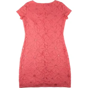 Tiana B Women's Coral Pink Floral Lace Cap Sleeve Sheath Dress Size M thumbnail 2