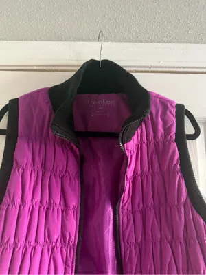 Calvin Klein Performance Pink Quilted Zip-Up Puffer Vest Collared Size Large thumbnail 3