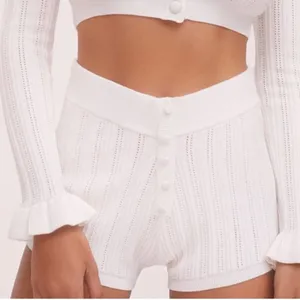 FOR LOVE & LEMONS Camille White Pointelle Knit Shorts thumbnail 2