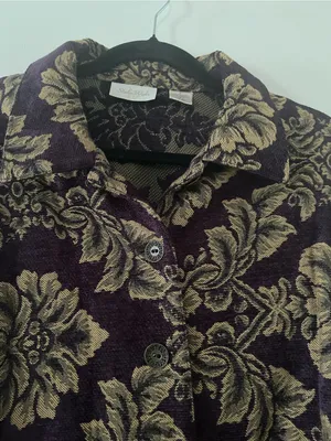 Vintage Studio Works Purple Gold Floral Baroque Blazer Medium Renaissance thumbnail 3