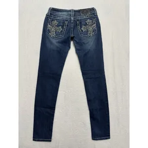 Miss Me Womens Skinny Jeans Medium Wash Embroidered Mid Rise Sz 26 thumbnail 5