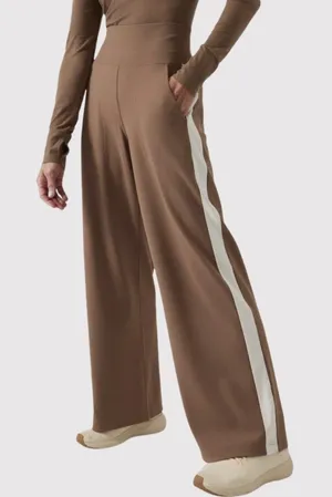 Athleta Womens Pants Brown Venice Wide Leg Colorblock Comfort Stretch Large thumbnail 1