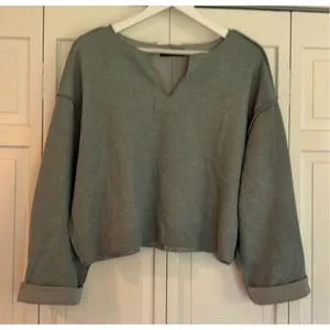 Urban Outfitters Jax turquoise inside out cropped notch neck sweater small thumbnail 4