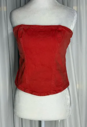 Universal Threads New Red Strapless Corset Denim Tube Top Size 4 thumbnail 1