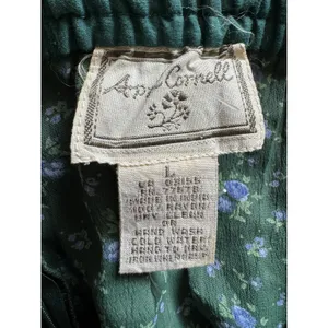 April Cornell Green Satin Trim Blue Floral Maxi Skirt Size Large thumbnail 6