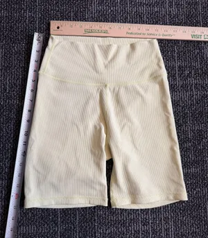 WILO Yellow Ribbed Biker Shorts Large thumbnail 1