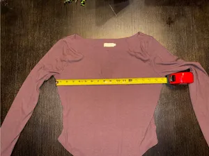 Meshki Women’s Ribbed Mauve Long Sleeve Square Neck Bodysuit Stretch Basic Top thumbnail 6