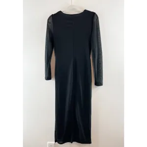 Abercrombie Long Sleeve Ruched Cutout Bodycon Midi Dress Black Medium thumbnail 5
