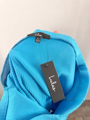 NWT‎ Lulu's Phenomenal Style Ribbed One Shoulder Two Piece Midi Dress in Blue XL thumbnail 12