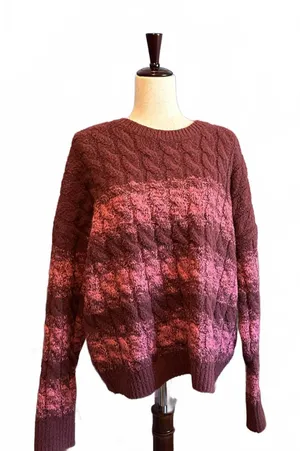 Open Edit Women's Cable Knit Sweater, Size 2X thumbnail 1