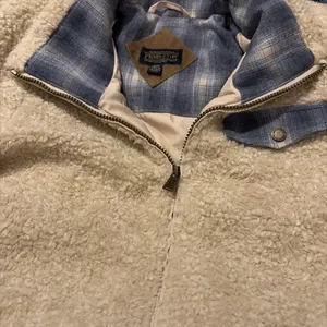 Pendleton Western Sherpa Jacket‎ Womens Medium Ivory Wool Lined Zip Fleece Coat thumbnail 7