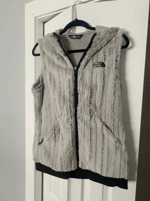 The North Face Furlander Faux Fur Hooded Gray Vest Medium thumbnail 3
