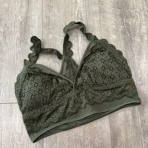 LAST PRICE🍒🤍 AERIE military green lace bralette ✨ thumbnail 5